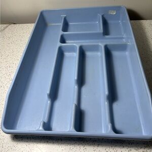 XL Vintage Rubbermaid cutlery tray - light blue